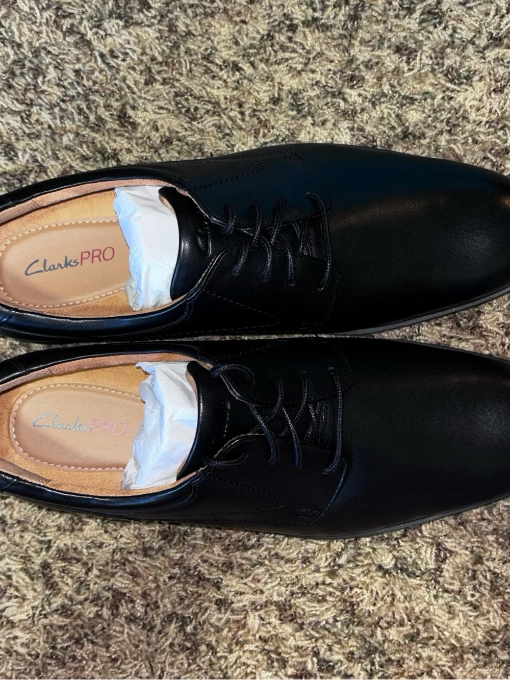 Clarks Men’s Eldredge Plain Leather Oxford Shoes 26180261 Size 12 Wide Black